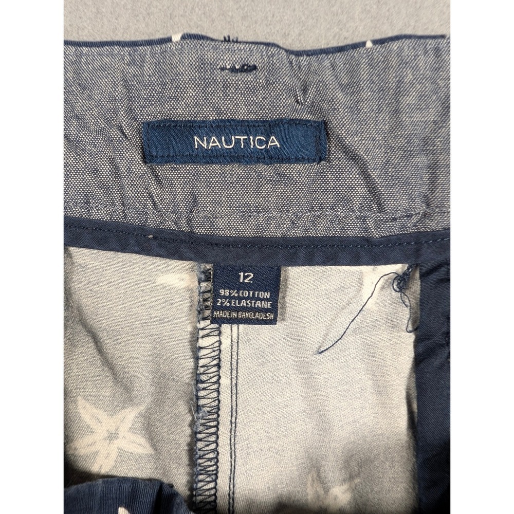 Nautica Womens Navy Blue Starfish Print Cotton Stretch Shorts Size 12 - Picture 4 of 6
